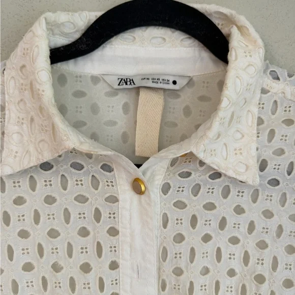 Zara ecru openwork embroidery mini dress XS - Picture 10 of 10